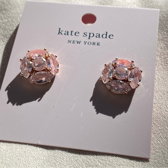 NWT Kate Spade Flying Colors Marquise Cluster Blush & Rose Gold Earrings - Picture 3 of 4